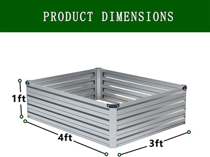 4×3×1FT(2PCS) Galvanized Raised Garden Bed Kit Metal Planter Boxes,Large Raised Garden Bed for Planting Vegetables,Flowers,Herbs -Silver