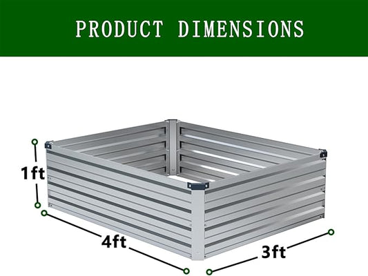 4×3×1FT(2PCS) Galvanized Raised Garden Bed Kit Metal Planter Boxes,Large Raised Garden Bed for Planting Vegetables,Flowers,Herbs -Silver