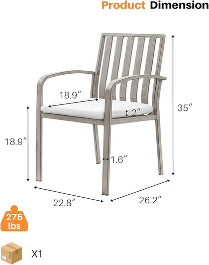Patio Dining Chairs Set of 2, Aluminum Outdoor Dining Chairs with Thick Cushions, Deep Seating Outdoor Patio Chairs for Table, Sturdy Patio Furniture for Deck, Balcony, Garden, Limed Oak