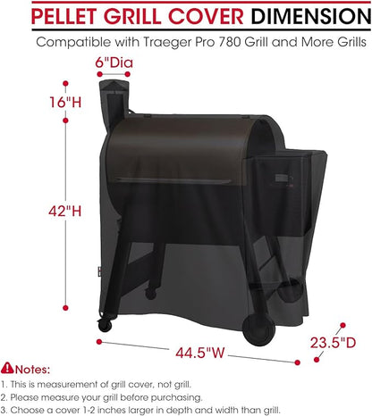 Unicook Pellet Smoker Cover for Traeger Pro 780 Series, Heavy Duty Waterproof Full Length BBQ Smoker Grill Cover, Outdoor Weather Resistant Barbecue Ptrotection, Black