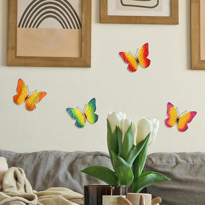 dreamskip Metal Butterfly Wall Decor Art, 4 Pack Colorful Metal Butterflies Outdoor Wall Art, Hand Painted Outdoor Wall Decor For Garden, Yard, Fence, Patio, Living Room, Bedroom Decoration