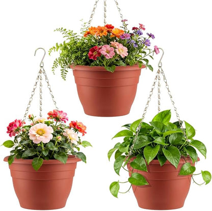 hanging planter with drainage RooTrimmer Hanging Planters 11 Inch, 3 Pcs Flower Pots with Drainage H –  LuxaLeaf