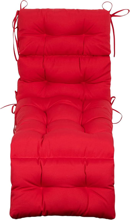 ARTPLAN Outdoor Chasie Lounge Tufted Thick Cushion with Ties,Replacement Wicker Chair Cushion for Paito Fruniture,72x22x4inches,All Weather,Red