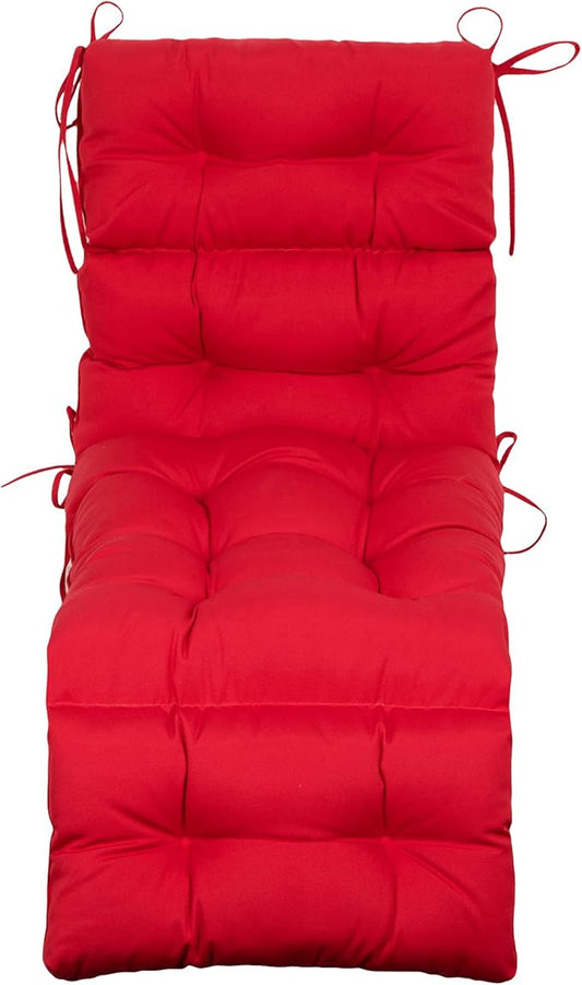 ARTPLAN Outdoor Chasie Lounge Tufted Thick Cushion with Ties,Replacement Wicker Chair Cushion for Paito Fruniture,72x22x4inches,All Weather,Red