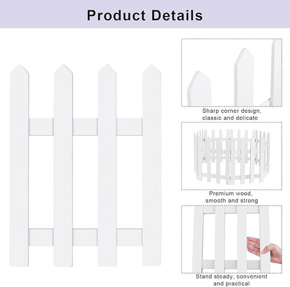 RUODON 12 Pack Thick Christmas Tree Fences White Wooden Picket Fences Tree Fence Border Decoration for Xmas Wedding Party Decor Garden Home, 15.7 x 12 Inches