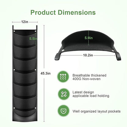 iPower 2-Pack Hanging Vertical Wall Planter 7 Pockets Upgraded Deeper Waterproof Herb Flower Growing Pouch Felt Cloth, for Yard Garden Fence Home, Balcony Office Decoration