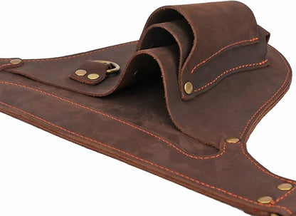 Tourbon Genuine Leather Florist Tool Belt Gardening Bag Gardener Farmer Tools Holster Waist Pouch Electrician Carpenter Organizer Kit 3 Pockets (Brown, 42 inches)