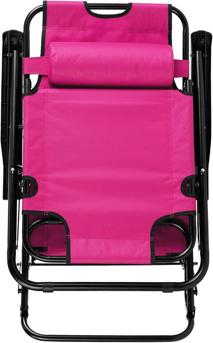 Outdoor Folding Chaise Lounge Chair, Patio Sun Lounger Reclining Beach Chair Sun Patio Pool Lawn Recliner Chair (Pink)