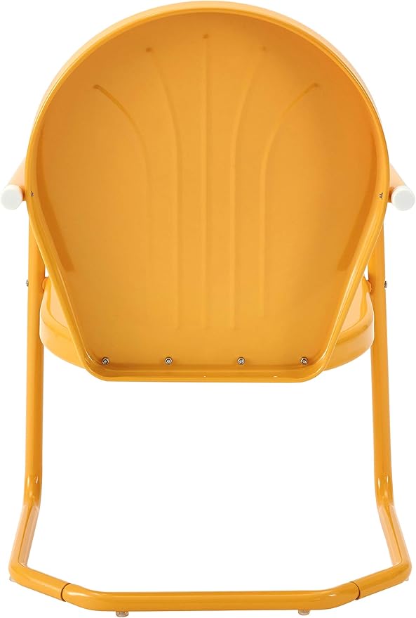 Crosley Furniture Griffith 3-Piece Outdoor Chair and Side Table Set, Retro Metal Bistro Patio Sets for Porch, Tangerine