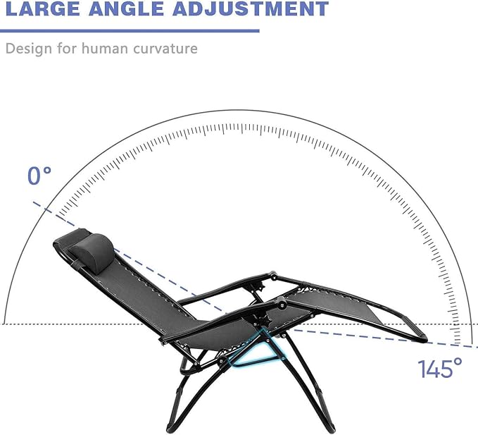 Homall Zero Gravity Chair Patio Folding Lawn Lounge Chairs Outdoor Lounge Gravity Chair Camp Reclining Chair with Pillows for Poolside Backyard and Beach Set of 2 (Dark Black)
