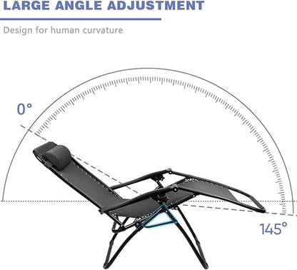 Homall Zero Gravity Chair Patio Folding Lawn Lounge Chairs Outdoor Lounge Gravity Chair Camp Reclining Chair with Pillows for Poolside Backyard and Beach Set of 2 (Dark Black)