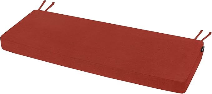 Favoyard Outdoor Bench Cushion 48 x 16 Inch Rainproof Patio Furniture Cushions 3-Year Color Fastness Garden Settee Porch Pads with Ties, Red
