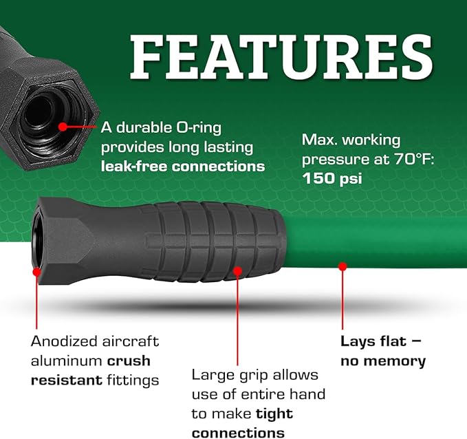 Flexzilla Colors SwivelGrip Garden Hose 5/8 in. x 5 ft., Lightweight All-Weather Water Hose, Durable and Flexible, Leak-Free Connections, Forest Green