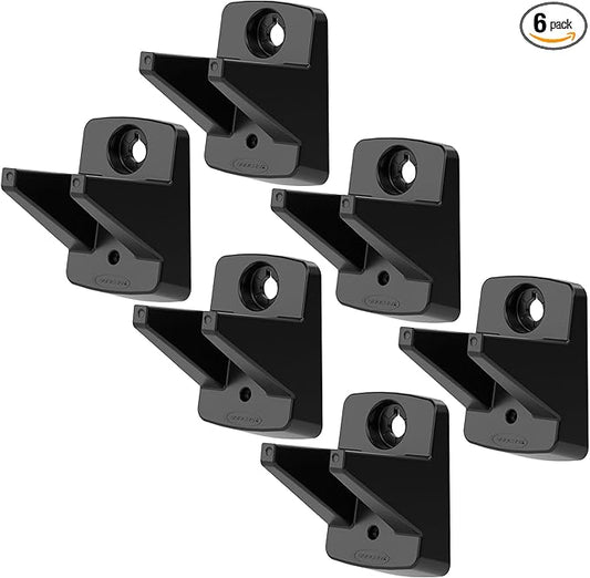 Suncast 6 Pack Wall Mount Hook Tool Organizer, Outdoor Rack System for Garage Storage, Closet, Shed, or Cleaning Organization, Black