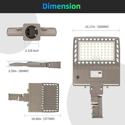 LED Parking Lot Light with Slip Fitter, UL DLC Listed, 5000K Shoebox Pole Light, IP65 Waterproof Commercial Street Area Lighting for Roadway/Driveway/Yard(200W,100-277V)