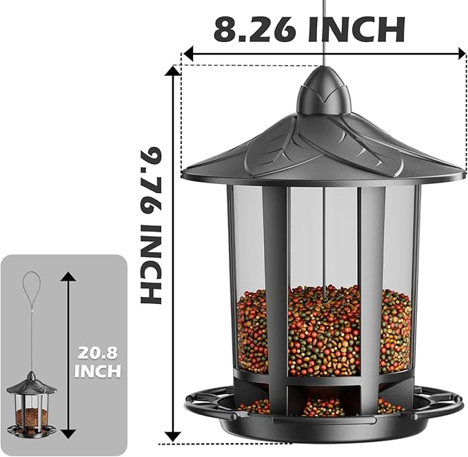 Birdream 4 Pack Bird Feeders for Outdoor Hanging, Assembly Required, 1-Min Easy Setup, Charming Castle Design, Attracting Cardinals Chickadees Goldfinches & Sparrows - Black