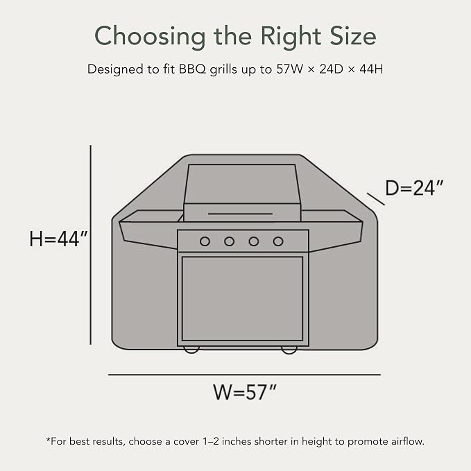 Covermates Classic Grill Cover - All-Weather Heavy Duty Outdoor BBQ Cover with Water-Resistant 12-Gauge Vinyl, Mesh Vents, Protection for Large Outdoor Grills, 57 Inch, Classic Tan