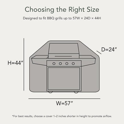 Covermates Classic Grill Cover - All-Weather Heavy Duty Outdoor BBQ Cover with Water-Resistant 12-Gauge Vinyl, Mesh Vents, Protection for Large Outdoor Grills, 57 Inch, Classic Tan