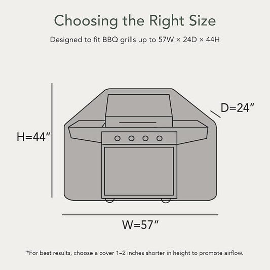 Covermates Classic Grill Cover - All-Weather Heavy Duty Outdoor BBQ Cover with Water-Resistant 12-Gauge Vinyl, Mesh Vents, Protection for Large Outdoor Grills, 57 Inch, Classic Tan