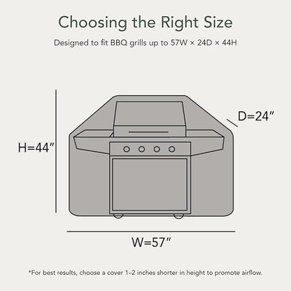 Covermates Grill Cover - Weather Resistant Outdoor Cover, Heavy Duty BBQ Covers for Large Outdoor Kitchen, Classic 12-Guage Vinyl, 57 Inch, Black