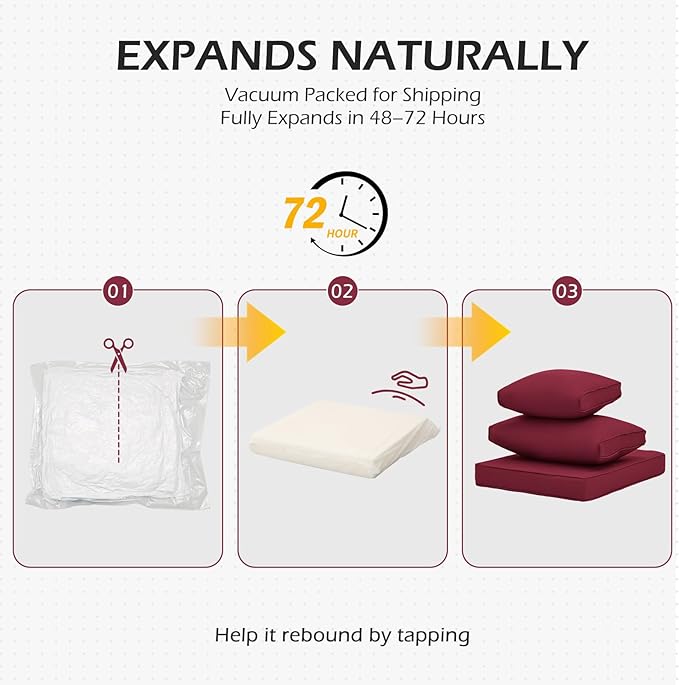 HOMREST 14-Piece Patio Replacement Cushions Set, Deep Seat 25x25 Inch Outdoor Sofa Cushions, Waterproof & Non-Slip Bottom, for 6-Seat Rattan Wicker Sectional Furniture,Burgundy