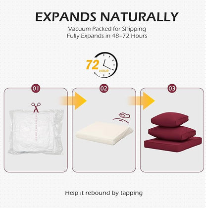 HOMREST 14-Piece Patio Replacement Cushions Set, Deep Seat 25x25 Inch Outdoor Sofa Cushions, Waterproof & Non-Slip Bottom, for 6-Seat Rattan Wicker Sectional Furniture,Burgundy