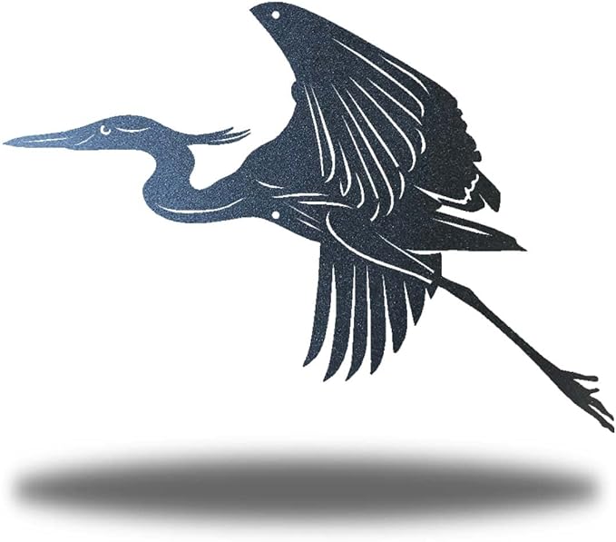 Riverside Designs Heron Coastal Beach Outdoor Metal Wall Art | Made in USA | Multiple Colors and Sizes (12", Black)