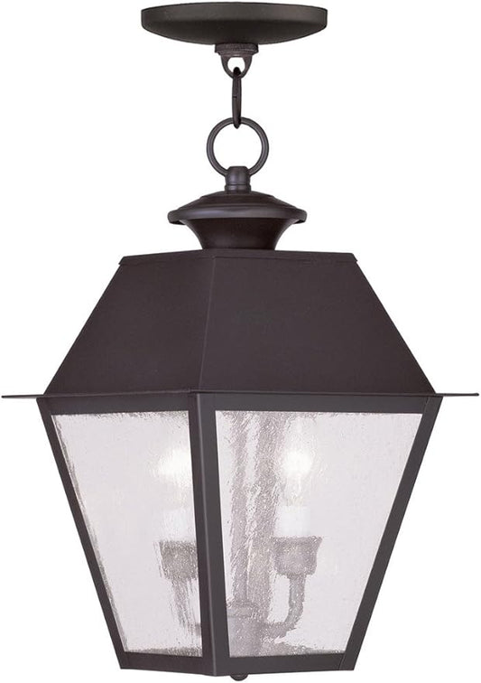Livex Lighting 2167-07 Mansfield 2-Light Outdoor Hanging Lantern, Bronze