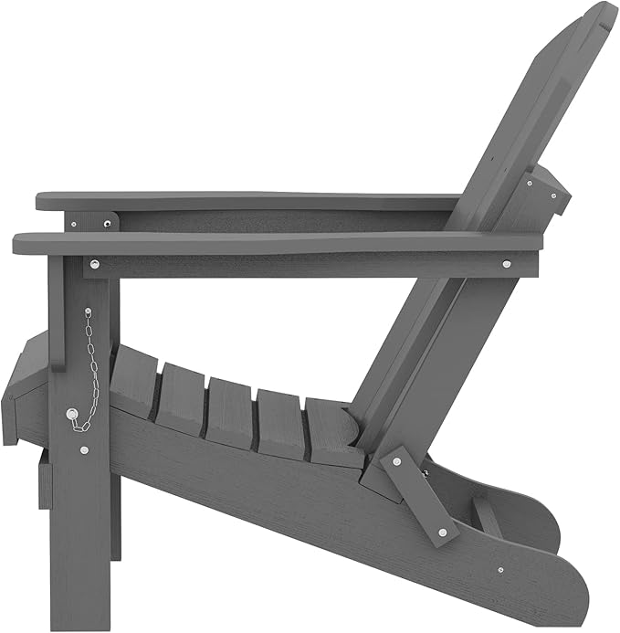 SERWALL Folding Adirondack Chair for Patio Garden Outdoors Fire Pit- (Folding Gray)