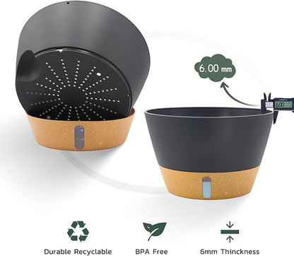 ZMTECH 12 Inch Hanging Planters for Outdoor Plants, 3 Pack Self Watering Hanging Planter with Visual Reservoir, Hanging Baskets for Plants Indoor with Drainage Hole and Plant Hanger(3 Pack, Gray)