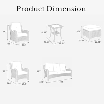 LayinSun 9 Pieces Outdoor Patio Furniture Set, Rattan Wicker Sectional Swivel Rocker Chairs Sets with Ottomans, Swivel Glider Chairs,Single Chairs and Coffee Table