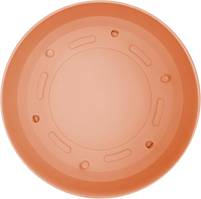 Bloem Mathers 6" Muted Terra Cotta Round Modern Resin Garden Planter Pot with Drainage Holes and Removable Saucer Tray Included