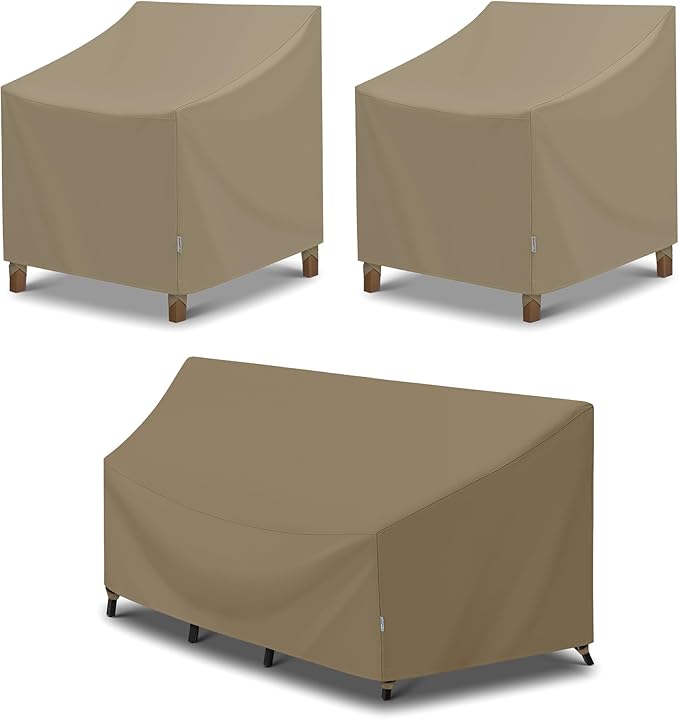 SunPatio Waterproof 2 Pack Oversized 40" Chair Covers & 120“ Sectional Sofa Cover Bundle