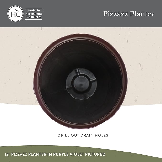 The HC Companies Pizzazz Decorative Round Flower Pots w/Ceramic Look - UV-Resistant Decorative Pot for Outdoor & Indoor Plant Pots - Modern Planter for Flower, Herbs (12” Warm Red, Pack of 1)