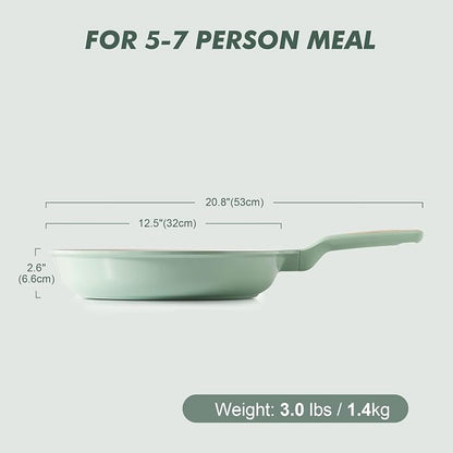 SENSARTE Nonstick Ceramic Frying Pan 12.5-Inch, Healthy Non Toxic Skillet, Induction Compatible Omelet Pan with Heat Resistant Handle, PFAS-Free, Mint Green