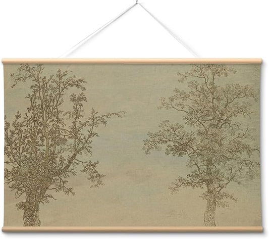 VIYYIEA Extra Large Wall Art Canvas 36x54 Inch Vintage Tree Landscape Wall Decor Oversized Nature Sketch Artwork for Living Room Bedroom Sofa Wall