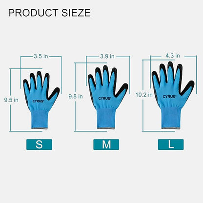 CYRUS Nitrile Gardening Gloves for Women＆Men, Thorn-Proof Garden Gloves,Work for Yard Garden, Weeding, Digging, Pruning