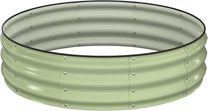Winpull Raised Garden Bed Kit, 4x4x1 ft Round Galvanized Planter Box Outdoor with Safety Edging, Large Metal Raised Beds for Gardening Vegetables Flower Fruits (Avocado Green)