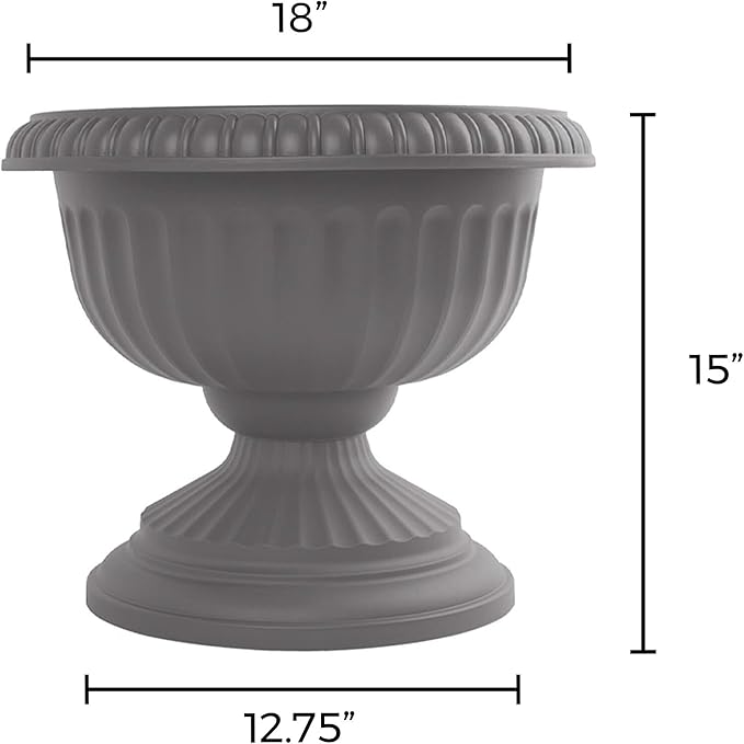 Bloem Grecian Urn Planter 18" Charcoal Gray