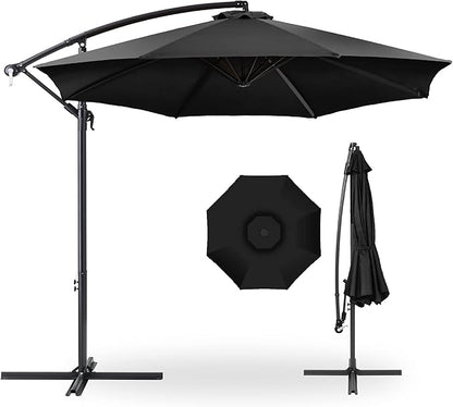 Best Choice Products 10ft Offset Hanging Market Patio Umbrella w/Easy Tilt Adjustment, Polyester Shade, 8 Ribs for Backyard, Poolside, Lawn and Garden