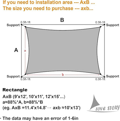 LOVE STORY Custom Size 6'x7' Terra Red Sun Shade Sail Rectangle UV Block Canopy Patio Sail Sunshades Fabric for Outdoor Garden Carport (We Make Custom Size)