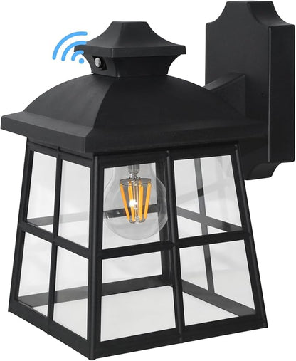 FUDESY Dusk to Dawn LED Outdoor Wall Lantern,White Plastic Photocell Sensor Porch Light with 8W 800LM Edison Filament Bulb,Exterior Wall Mount Light Fixture for Yard,Patio,Garage