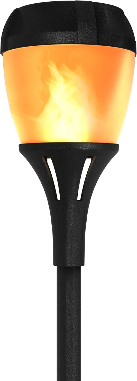 Solar Path Lights Outdoor Waterproof - Realistic Flickering LED Flame, IP65 Pathway Lights Solar Powered Warm Light for Garden and Walkways, Ground Stake Included for Easy Setup (1 Pack)
