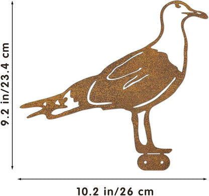 3 Pcs Rusty Seagull Decoration,Outdoor Bird Wall Decor,Rustic Metal Seagull Decorative Garden Stakes and Yard Art,Fence Decorations Outdoor