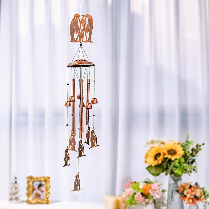 Penguin Wind Chimes for Outside,Penguin Gifts for Women Men/Memorial Gifts/Birthday Gift Metal windchimes Outdoors/Indoors,Garden Decor,Patio,Home,Porch,Yard Decorations