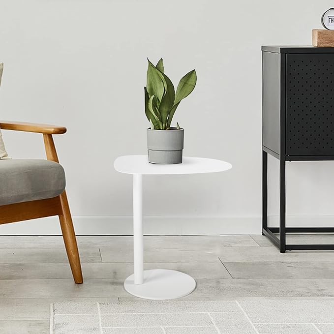 C Table End Table,Tray Metal Sofa Side Table, Accent Coffee Table, Waterproof and Anti-Rust Outdoor&Indoor Snack Table, White (Model A)