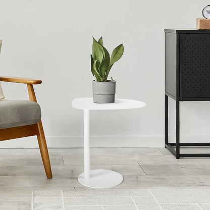 C Table End Table,Tray Metal Sofa Side Table, Accent Coffee Table, Waterproof and Anti-Rust Outdoor&Indoor Snack Table, White (Model A)