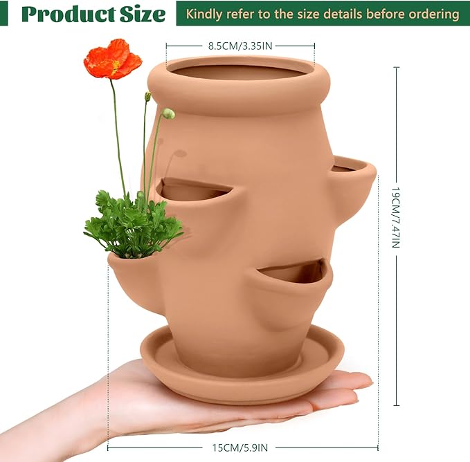 Strawberry Tower Pot Planter,Vertical Multi Pocket Ceramic Strawberry Succulent Planter Tower for Outdoor Plants
