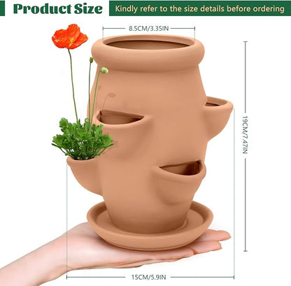 Strawberry Tower Pot Planter,Vertical Multi Pocket Ceramic Strawberry Succulent Planter Tower for Outdoor Plants