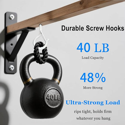 36 Pack White Screw Hooks with Safety Buckle - 2.3 Inch Rustproof Eye Ceiling Hooks for Hanging Plants,Outdoor String Lights,Baskets,Christmas Lights & Decor,40lb Capacity (36, White)